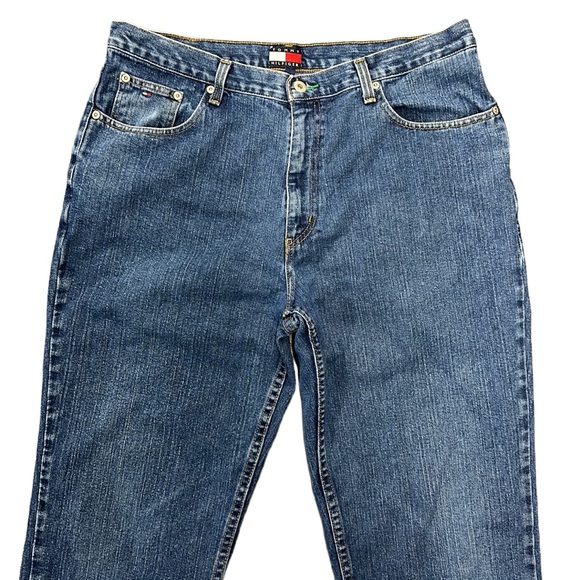 Vintage 90s Tommy Hilfiger Classic Blue Denim Men's Boot Cut Jeans 36" x 32" - Picture 3 of 7